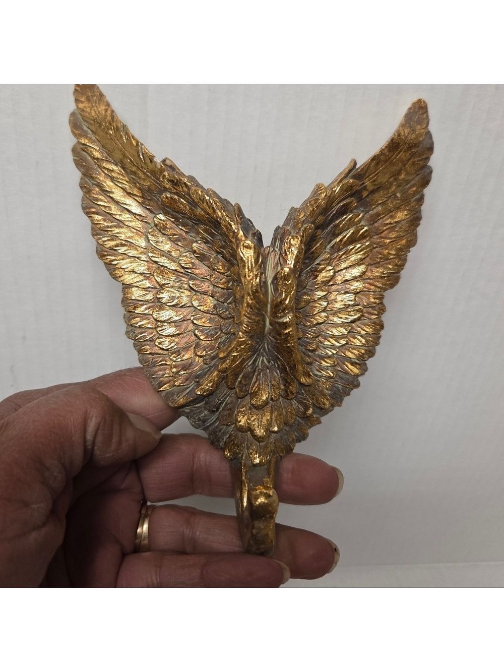 Decorative Gold-tone Winged Ceramic Wall Hook